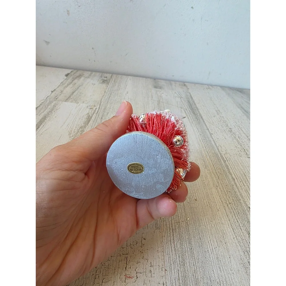 Radko shiny brite bottle brush red tree star silver